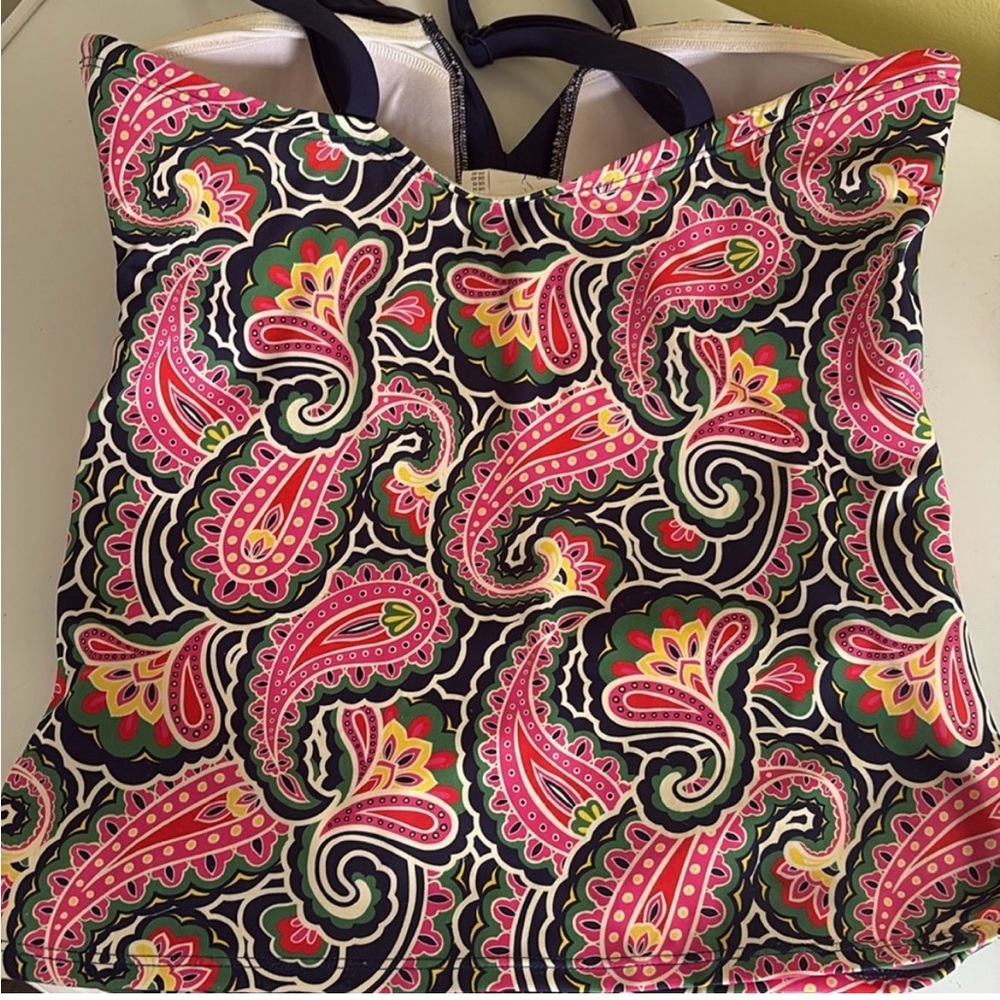 Boden Pink & Navy Paisley swimsuit - Picture 3 of 5